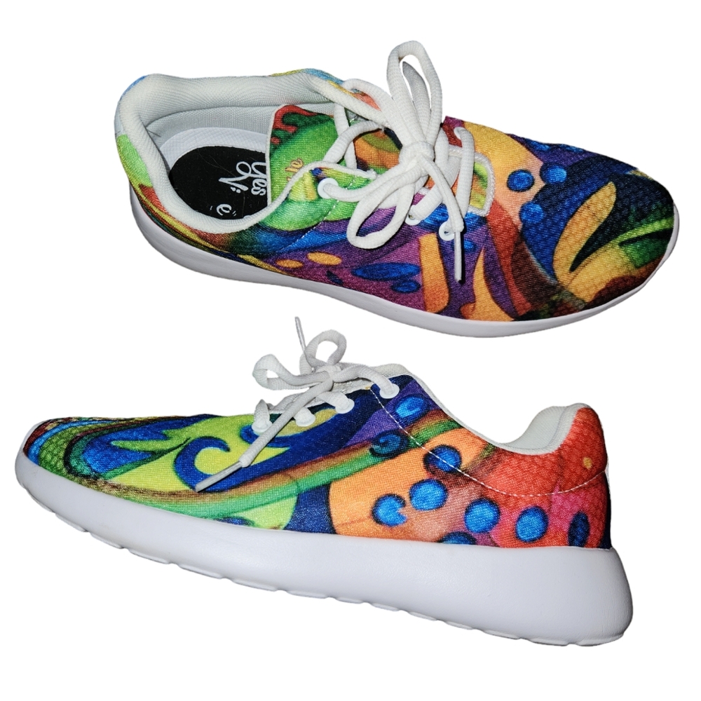 Yes We Vibe Colorful Sneakers Tennis Shoes sz 8.5